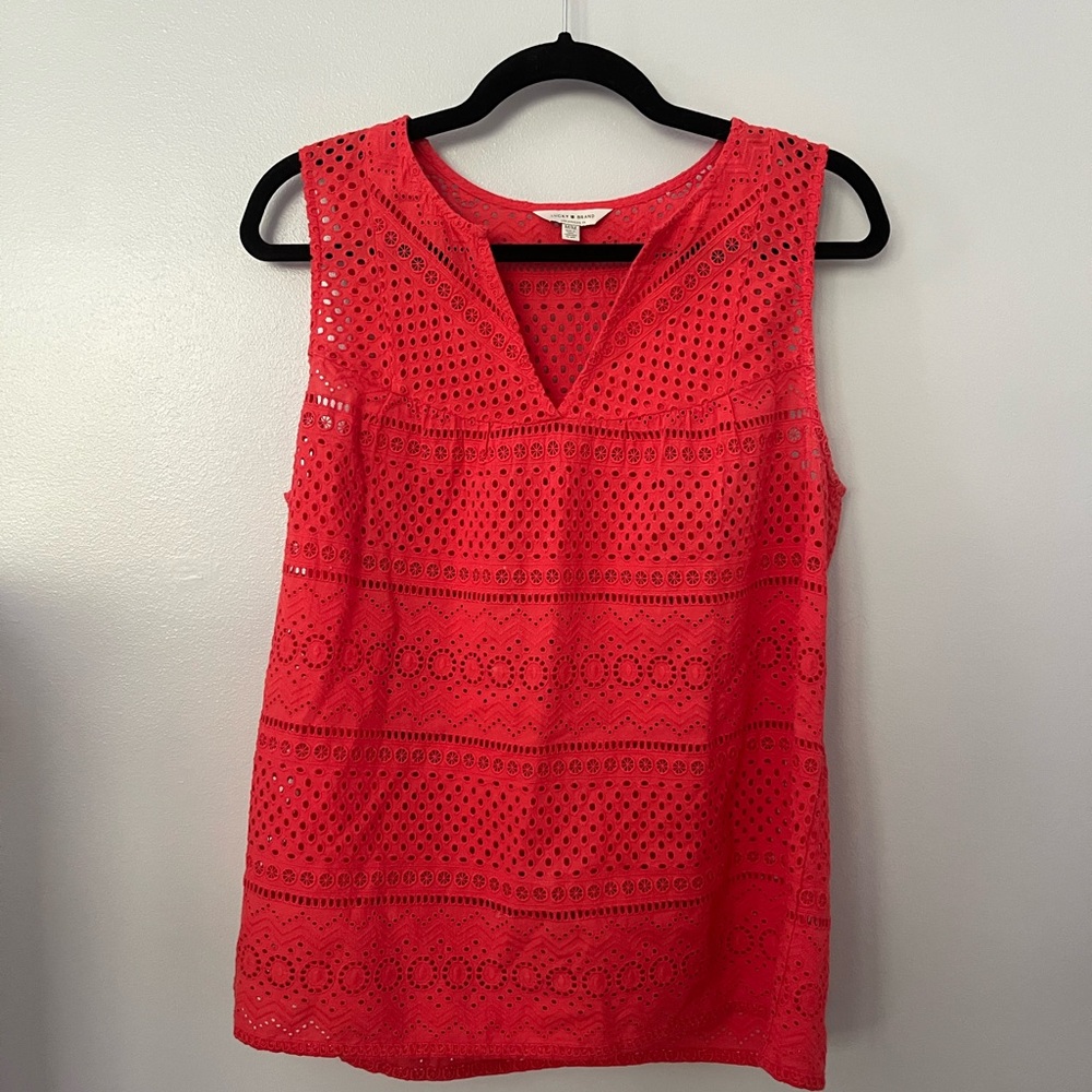 Lucky Brand Red Eyelet Tanktop
